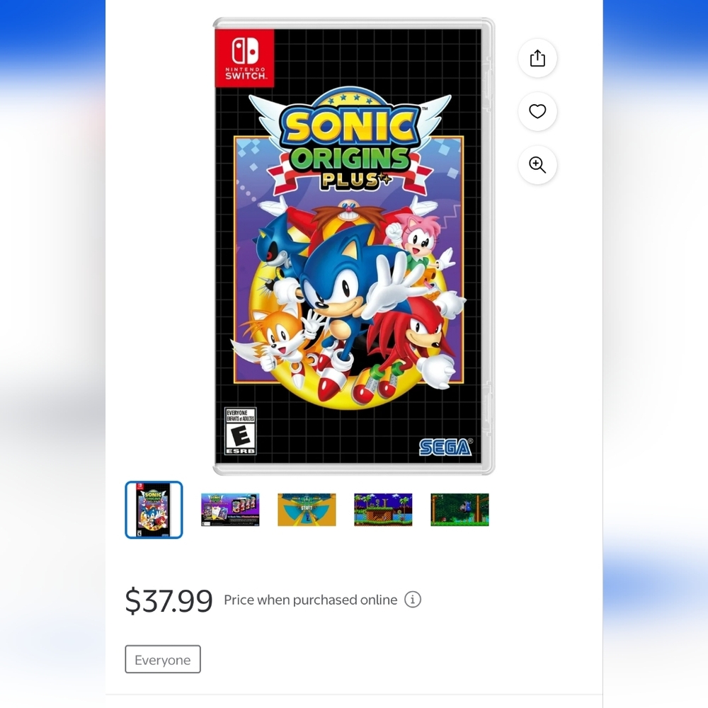 Nintendo Switch Sonic Origins Game